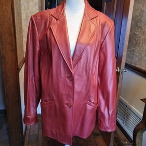 Preston & York red lamb leather blazer.